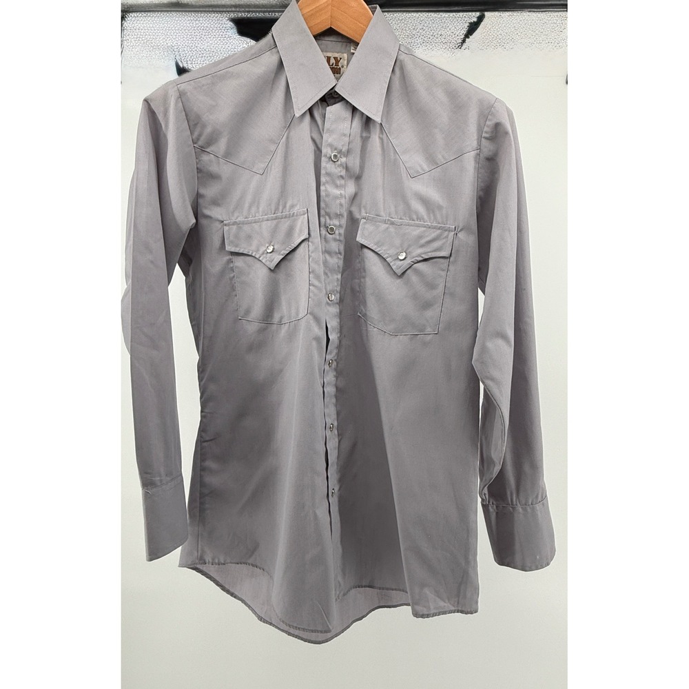 Ely Cattleman Mens Gray Western Pearl Snap Shirt Long Sleeve Size 14.5 32